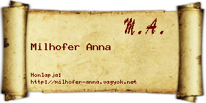 Milhofer Anna névjegykártya